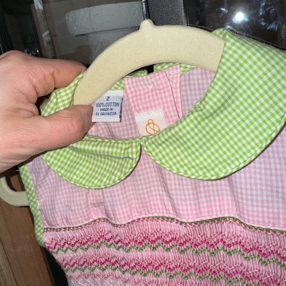 Anavini smock rosettes dress toddler girl peterpan collar embroidered bow floral - Picture 4 of 7